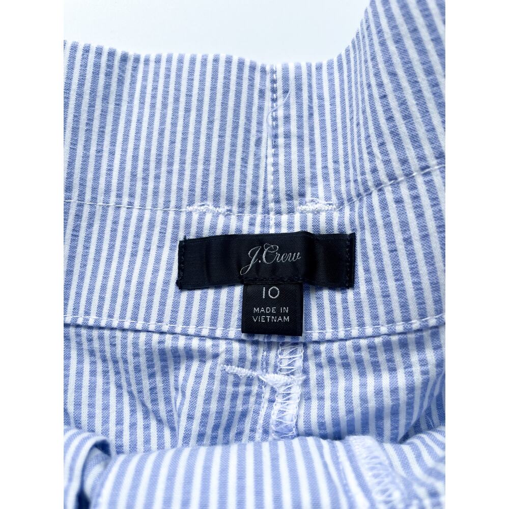 Women's J.Crew Paper Bag Blue and White Pin Stripe Cotton Shorts Size 10 - Picture 2 of 8